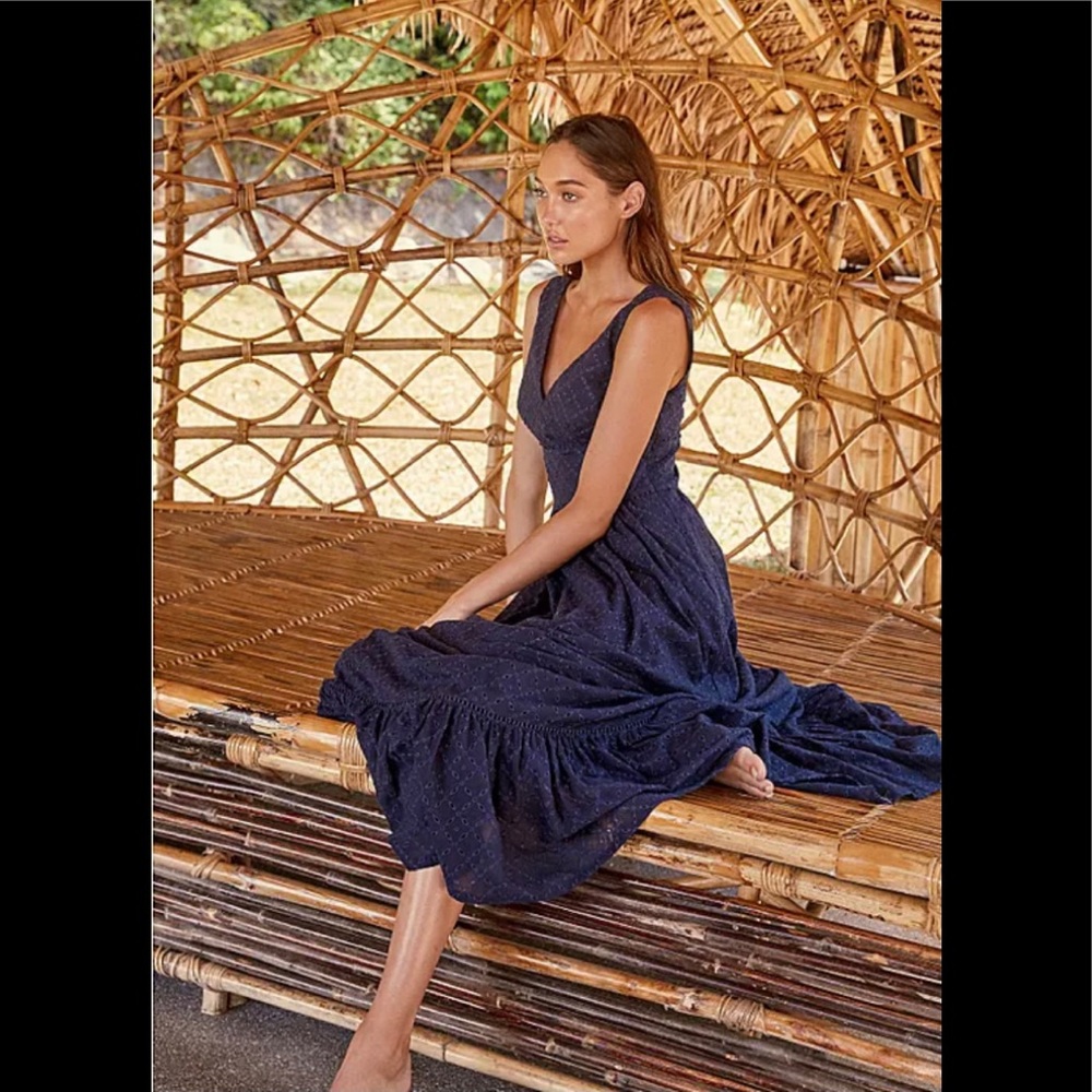 New Haven V-Neck Ruffle Maxi Dress